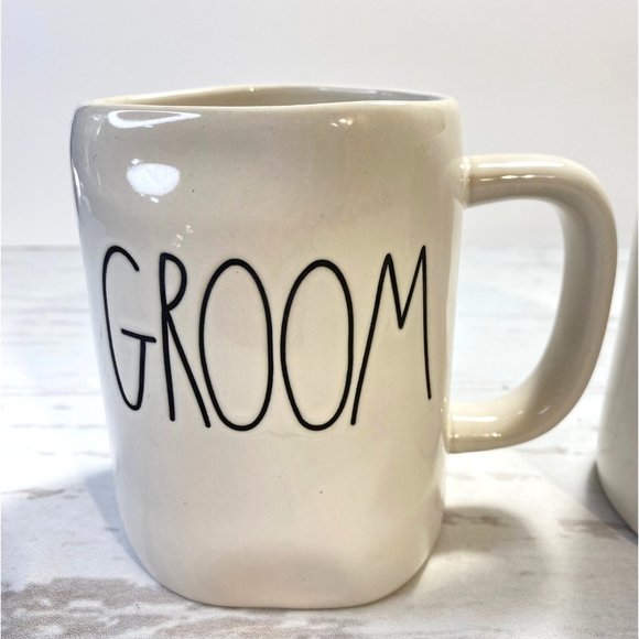 Rae Dunn Groom and Bride Coffee Mugs Artisan Collection Set of 2 - Picture 2 of 12